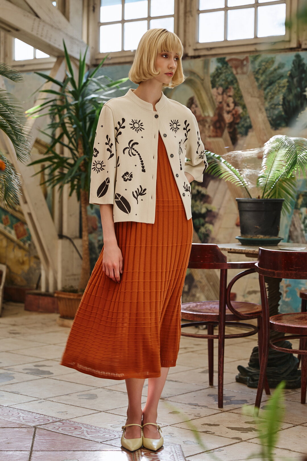 Jacket with Embroidery, Urban Botanic Pattern