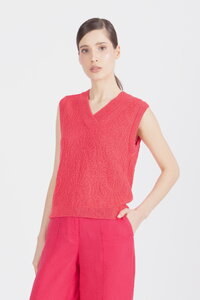 Ärmelloser Pullover, Brokatmuster