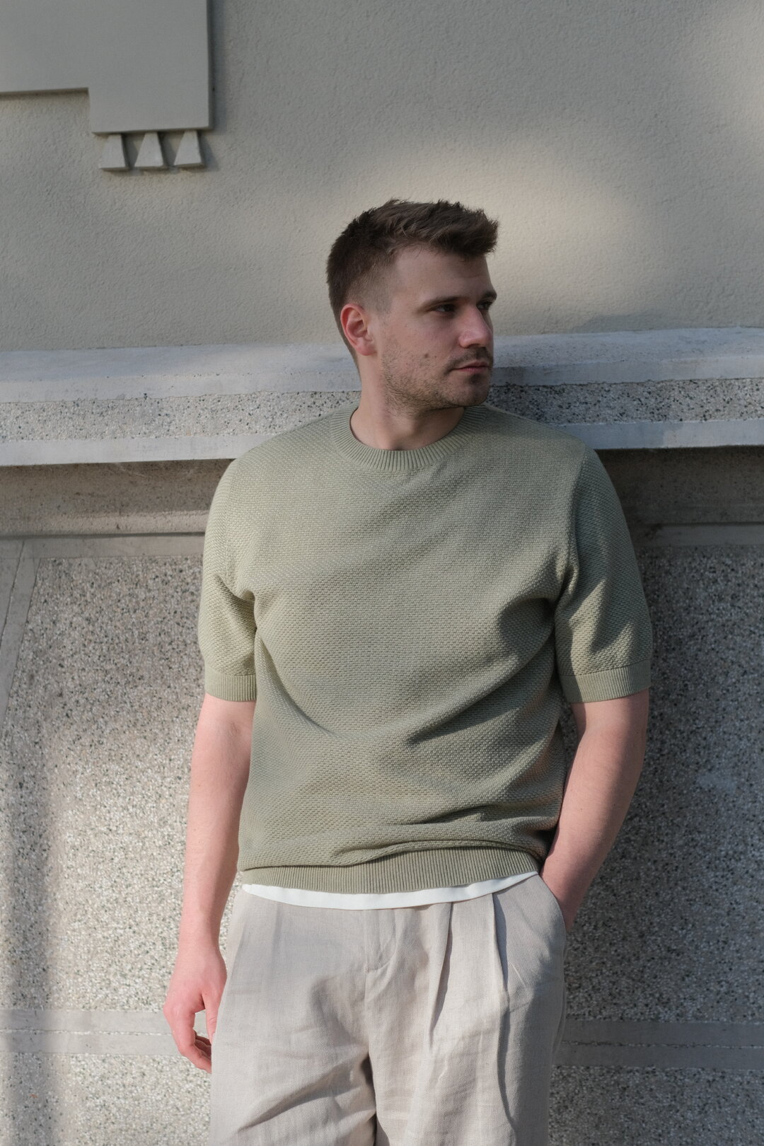 Fine Struct. Short Sleeve Pullover