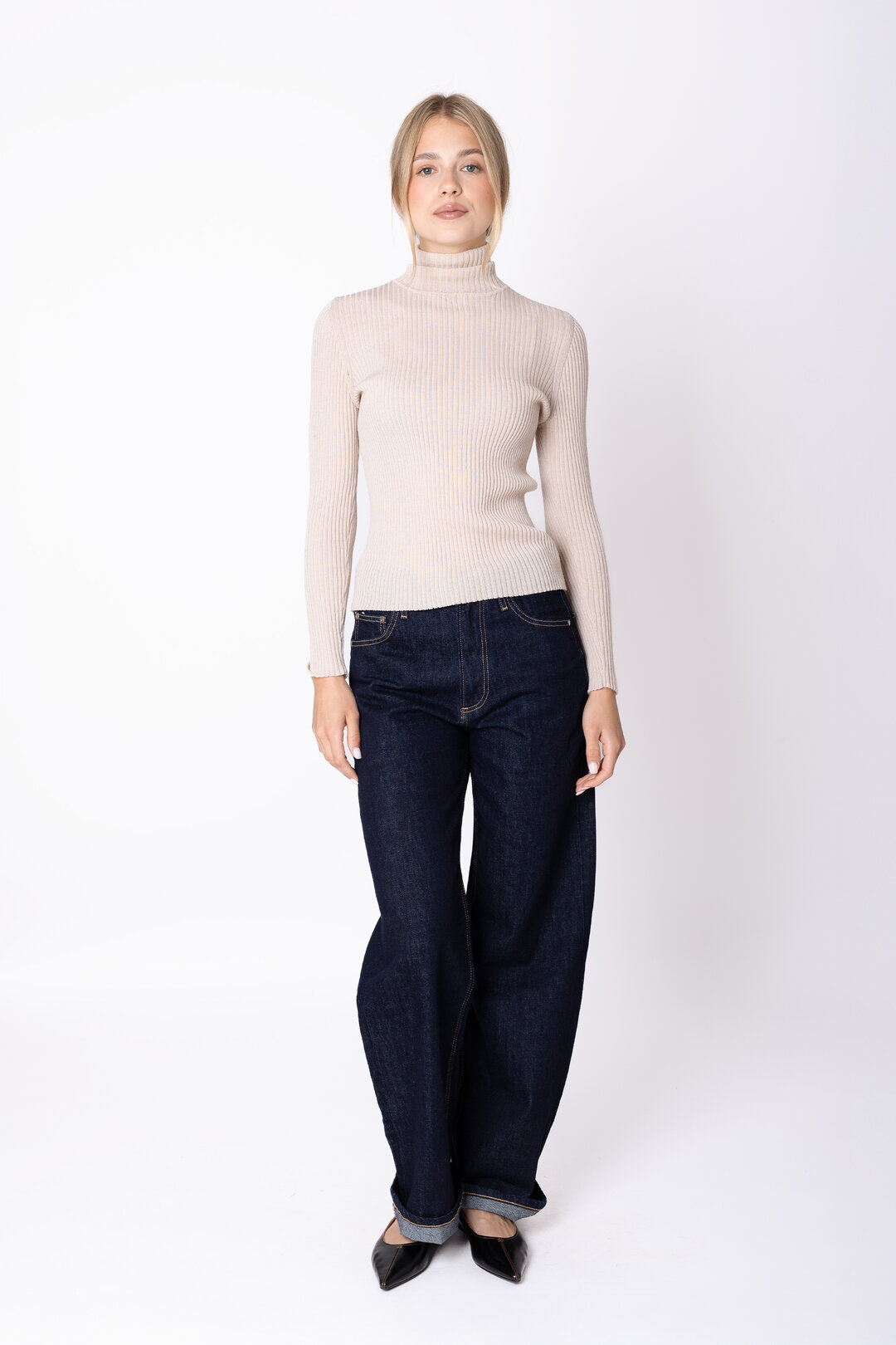 Merino-Ripp Rollkragenpullover