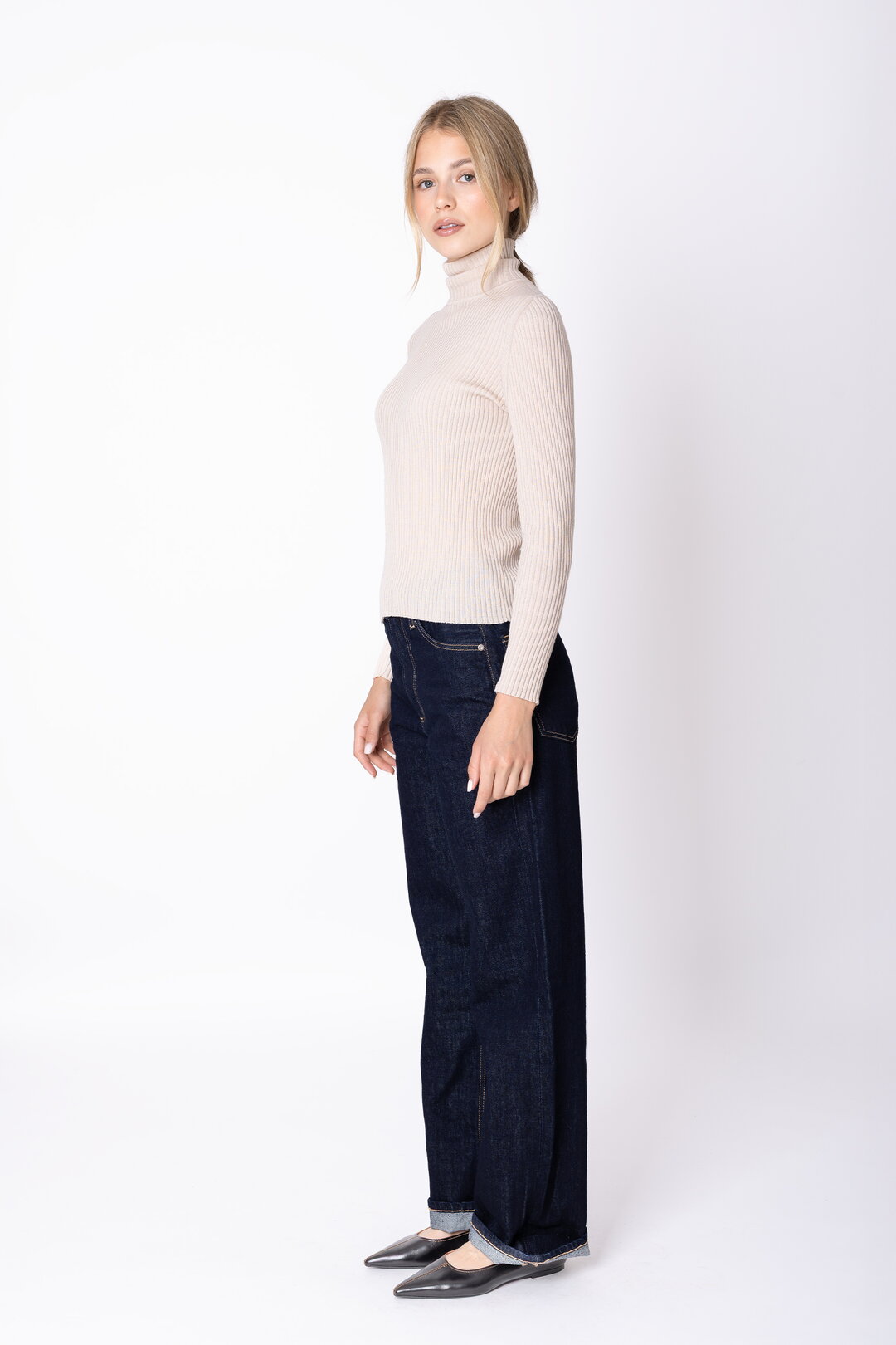Merino-Ripp Rollkragenpullover