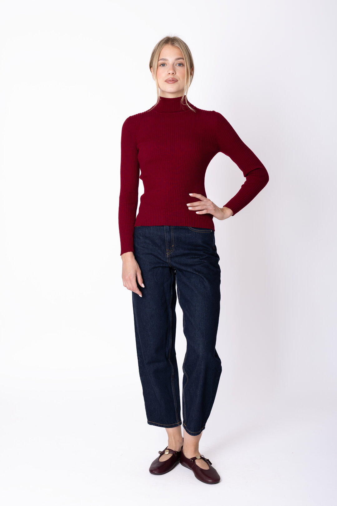 Merino-Ripp Rollkragenpullover