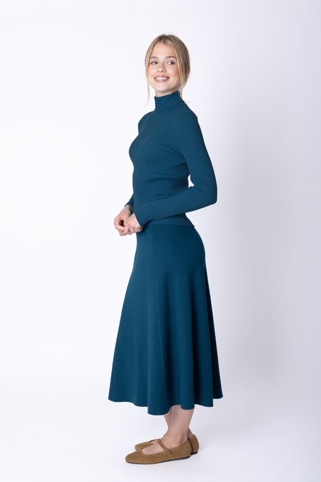 Merino-Ripp Rollkragenpullover
