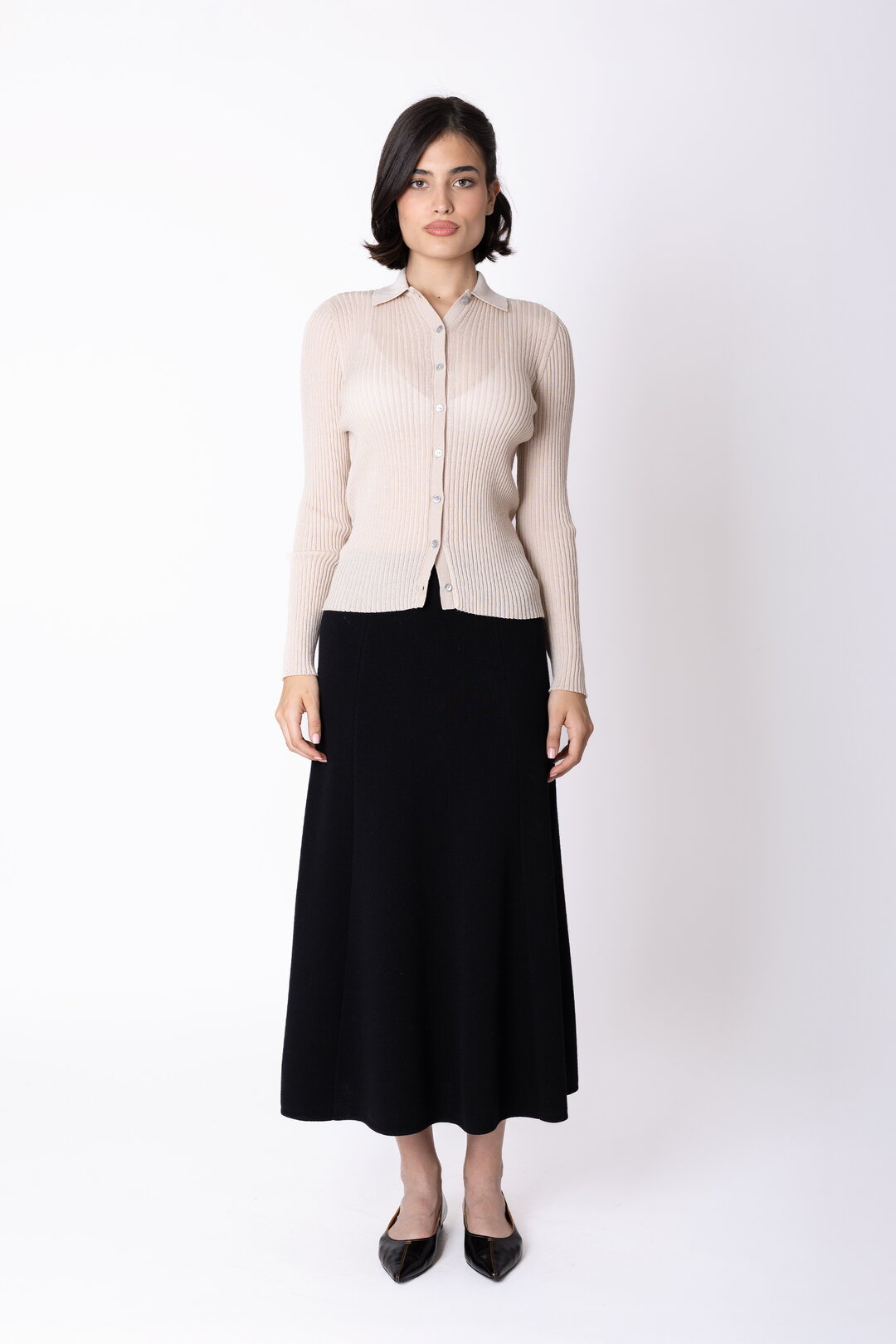 Ribb Knit-Skirt Dualsoft