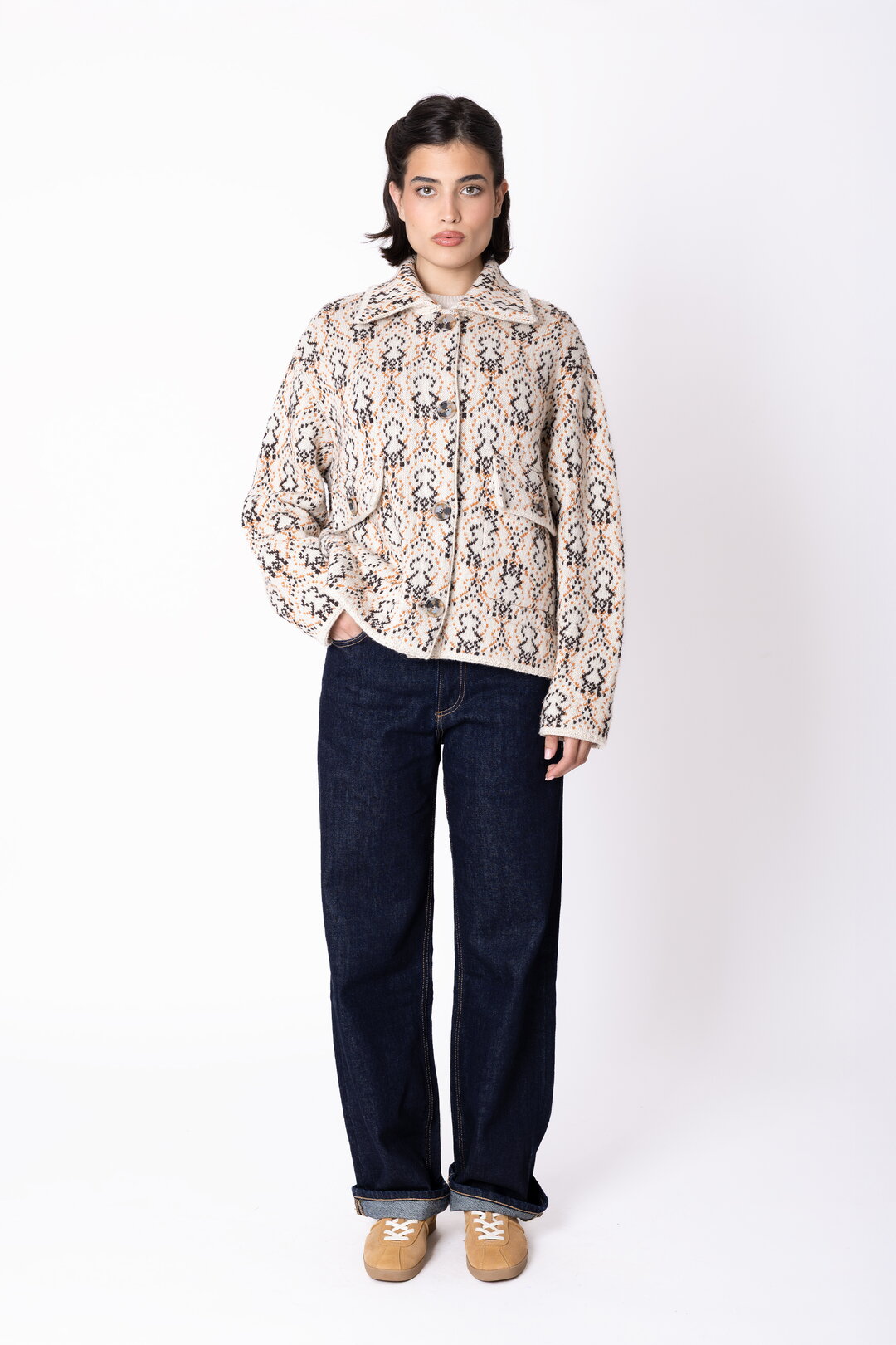 Kurze Strickjacke Fika Floral