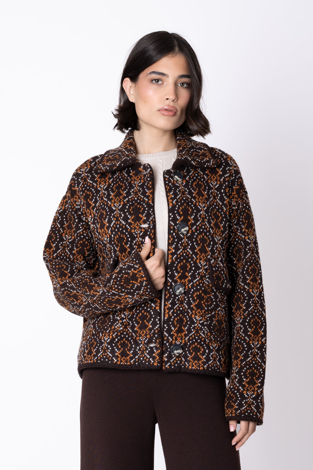 Short Knit Jacket Fika Floral