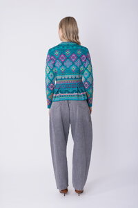 Peplum Knit Jacket Azulejo