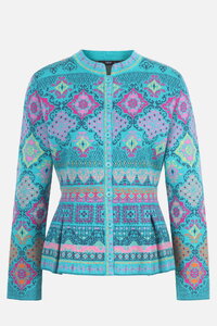 Peplum Knit Jacket Azulejo