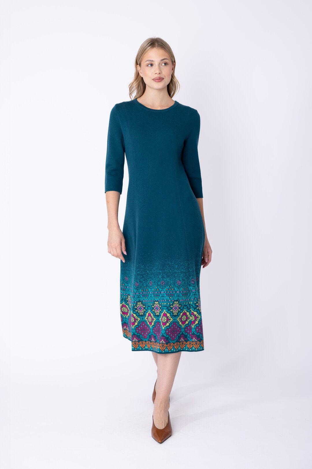 Knit Dress Azulejo Fade