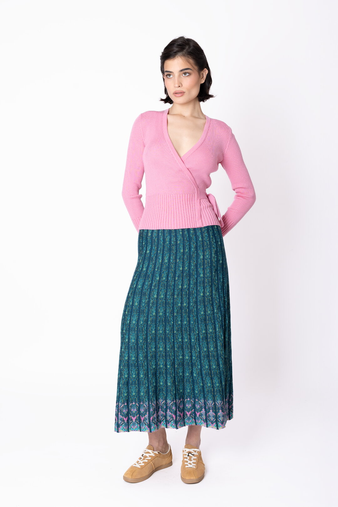 Pleated Knit Skirt Fika Floral