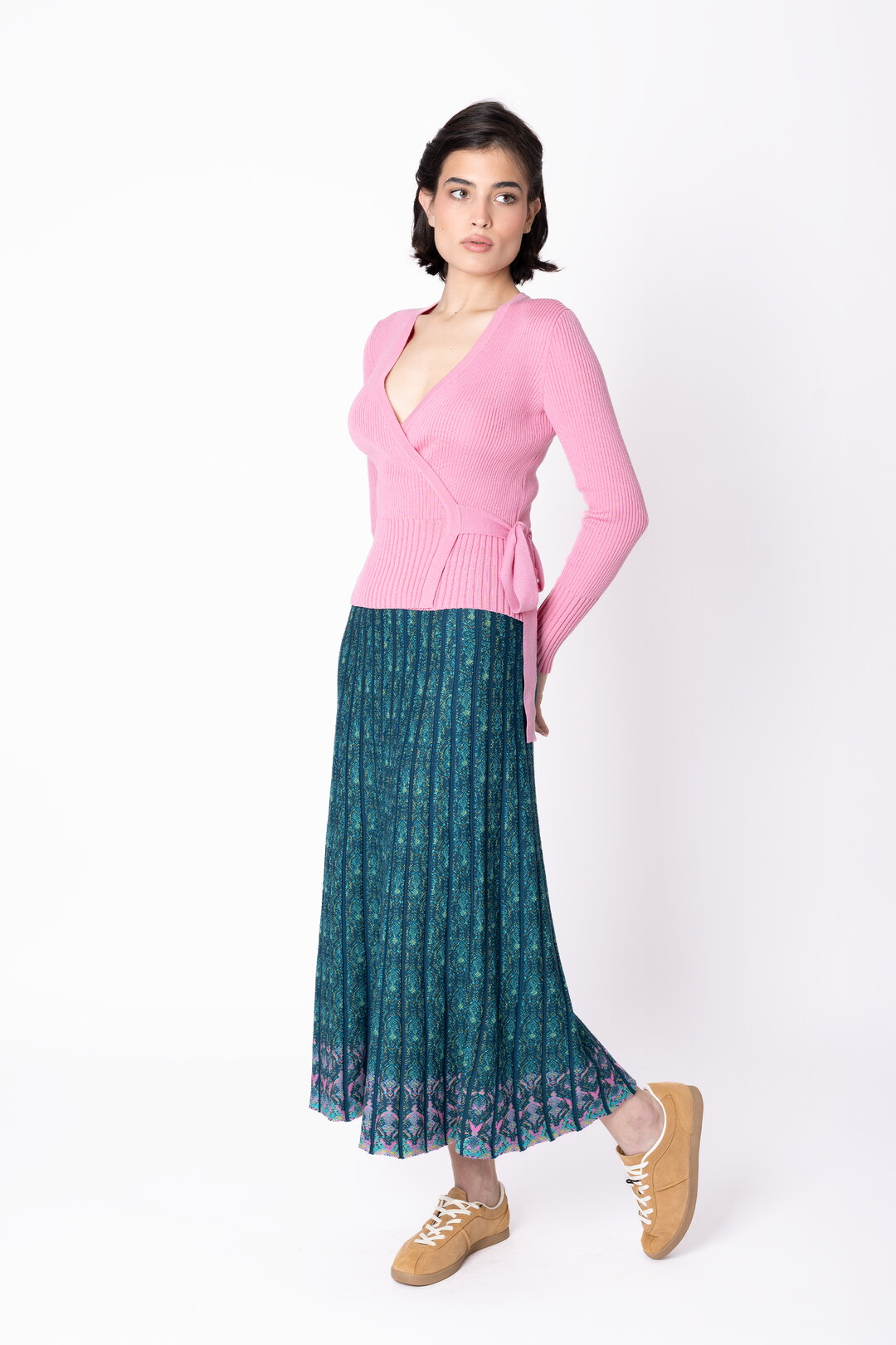 Pleated Knit Skirt Fika Floral