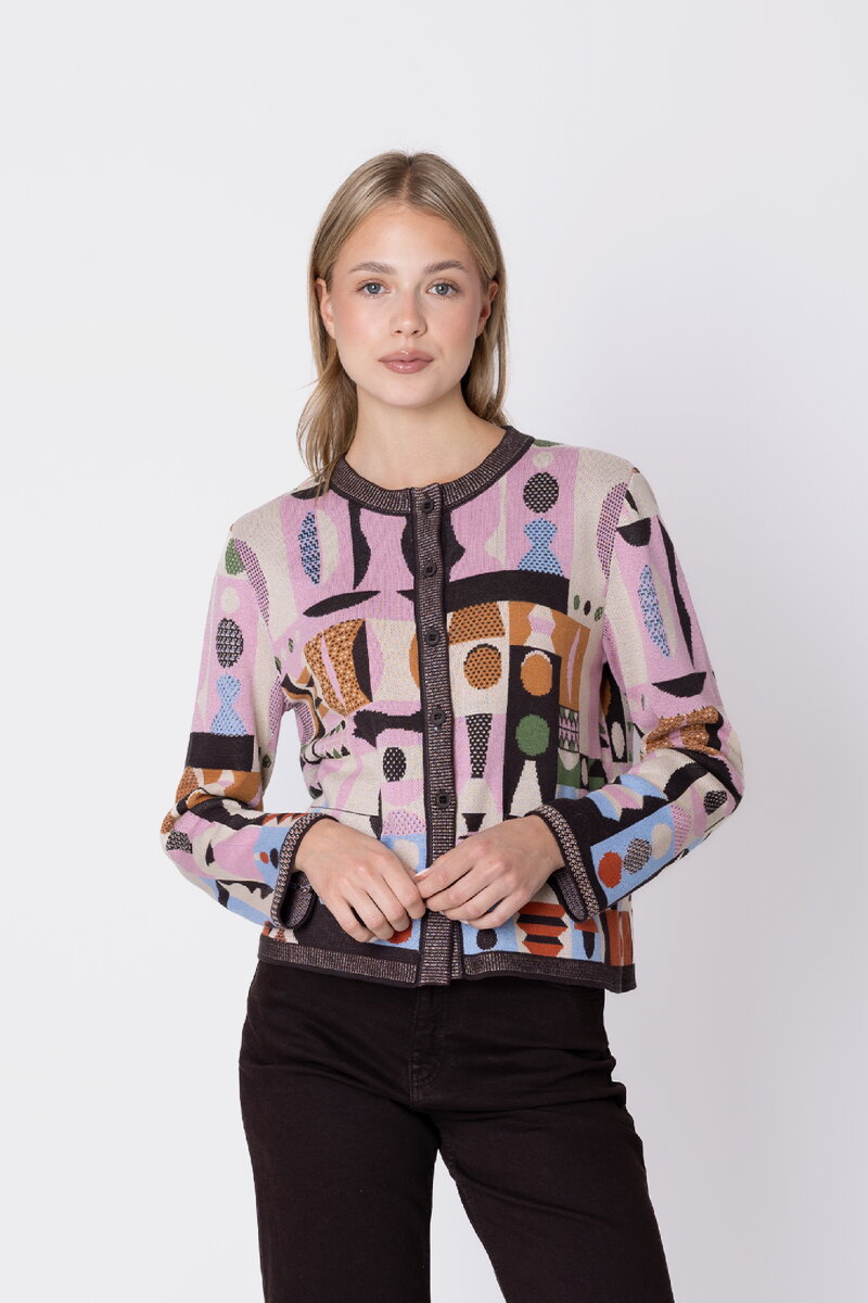 Cardigan mit abstrakter Geometrie
